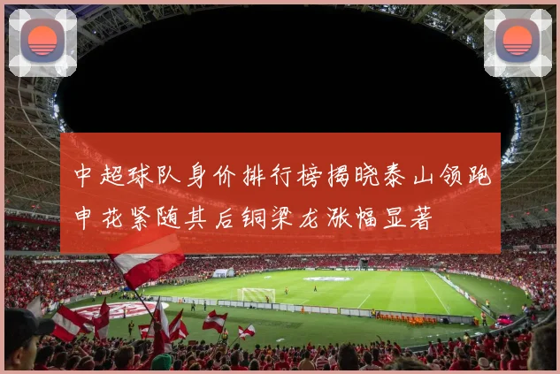 中超球队身价排行榜揭晓泰山领跑申花紧随其后铜梁龙涨幅显著